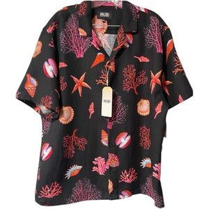 MALIBU by Drill Clothing Co. Sea Theme Short Sleeve Button-up Shirt Size XL
